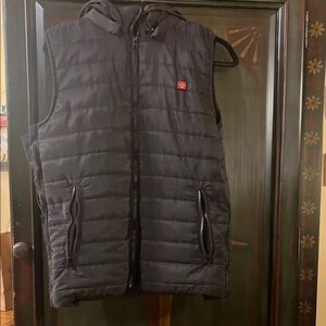 Black Hooded Puffer Vest